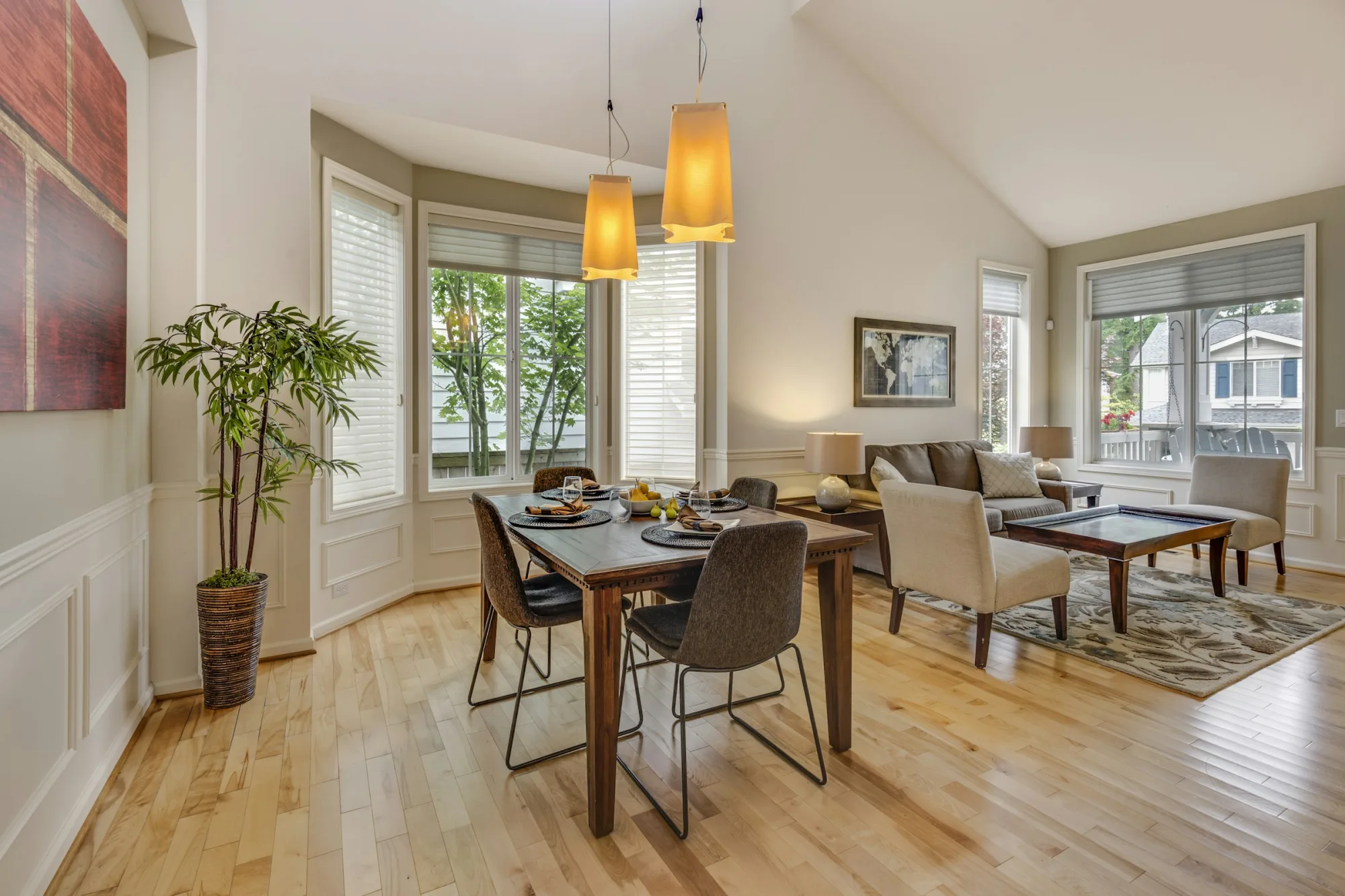 Open-plan dining and living area